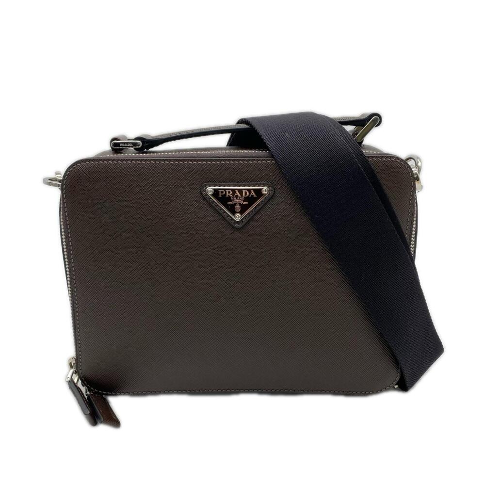 PRADA Brick Saffiano Leather Bag, Caffè 2VH069, Shoulder Brown, Women's